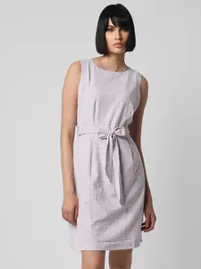 Van Heusen Woman Checked Sleeveless Tie-Ups Sheath Dress