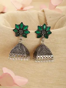 Anouk Silver-Plated Dome Shaped Jhumkas Earrings