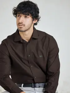 Andamen Premium Slim Fit Self Design Cutaway Collar Cotton Formal Shirt