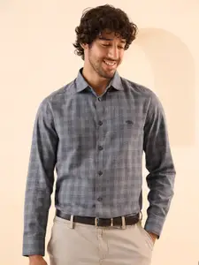 Andamen Premium Checked Cutaway Collar Cotton Formal Shirt