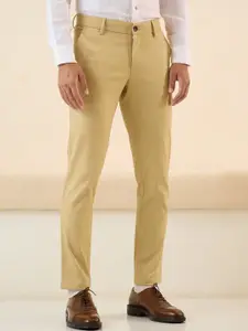 Andamen Men Comfort Easy Wash Regular Fit Mid-Rise Cotton Regular Trousers