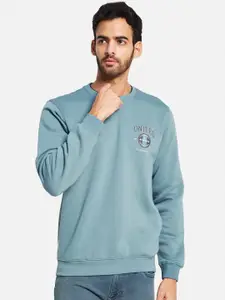 Octave Typography Printed Round Neck Fleece Pullover