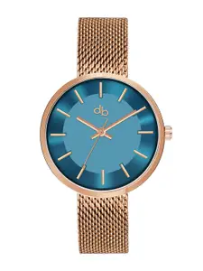 DressBerry Women Dial & Rose Gold Toned Bracelet Style Straps Analogue Watch DB-004-Blue