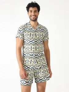 BADMAASH Geometric Printed Alpaca Shirt & Shorts Co-Ord