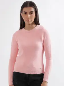 ELLE Round Neck Long Sleeve Pullover Sweater