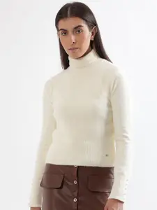 ELLE Ribbed Turtle Neck Long Sleeve Pullover Sweaters