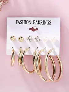 KRYSTALZ Set Of 6 Gold-Plated Circular Hoop Earrings