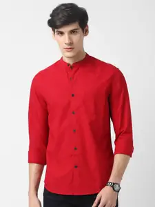 VASTRADO Band Collar Cotton Casual Shirt