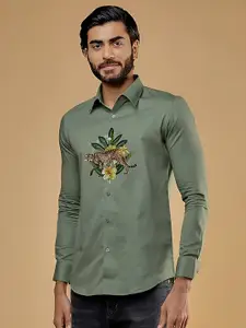 HE SPOKE Printed Cotton Twill Casual Shirt