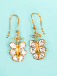 Unniyarcha Gold-Plated Silver Butterfly Drop Earrings