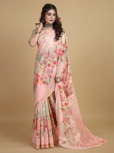 Sangria Floral-Printed Zari Sarees