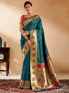 Satrani Ethnic Motifs Woven Design Jacquard Pure Silk Zari Saree