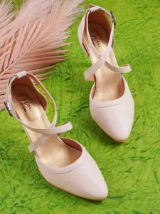 JM Looks Pointed Toe Slim Heel Pumps