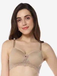 Amante Lace Full Coverage Lightly Padded Non Wired Everyday Bra With All Day Comfort