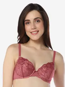 Amante Lace Underwired Lightly Padded Balconette Bra With All Day Comfort