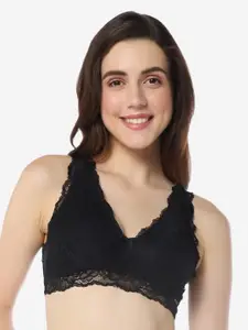 Amante Floral Lace Full Coverage Non Padded Bralette Bra With All Day Comfort