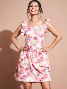 DressBerry Floral Print Crepe A-Line Dress