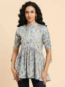 GUFRINA Floral Printed Mandarin Collar Top