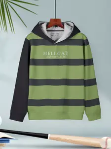 HELLCAT Boys Colourblocked Hooded Cotton Pullover
