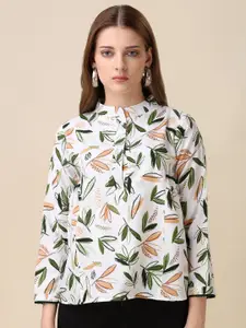 GUFRINA Floral Print Mandarin Collar Top