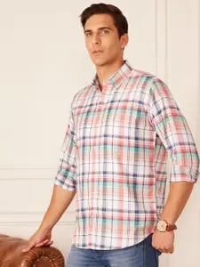 DENNISON Smart Regular Fit Tartan Checked Button-Down Collar Casual Shirt