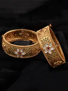 Mirana Set Of 2 Gold-Plated Kundan-Studded Polki Bangles