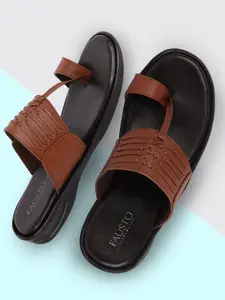 FAUSTO Men Textured One Toe Comfort Sandals