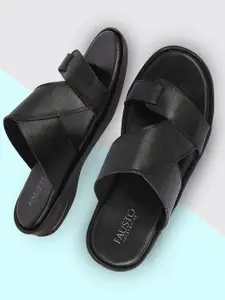 FAUSTO Men Textured Comfort Sandals