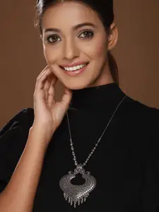 Anouk Silver Plated Oxidised Necklace