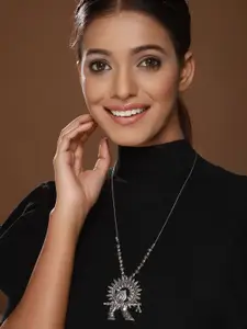 Anouk Silver-Plated Oxidised Necklace