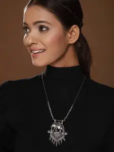 Anouk Silver Plated Oxidised Necklace