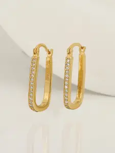 Carlton London 18KT Gold-Plated CZ Studded Oval Hoop Earrings