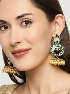 OOMPH Floral Meenakari Jhumkas