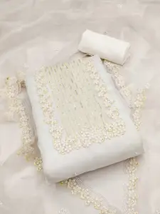 KALINI Floral Embroidered Organza Unstitched Dress Material