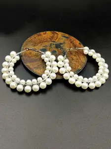 VAGHBHATT Pearl Beaded Hoop Bali Earrings