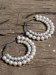 VAGHBHATT Pearl Beaded Hoop Earrings