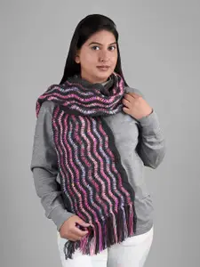 Magic Needles Women Striped Acrylic Scarf