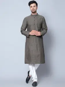 Latest Chikan Garments Striped Mandarin Collar Kurta