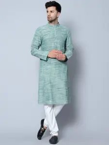 Latest Chikan Garments Striped Mandarin Collar Kurta