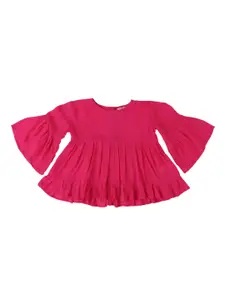 Kids On Board Girls Pink Solid A-Line Top