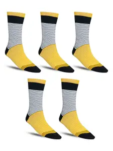 Dollar Socks Men Pack Of 5 Striped Calf Length Socks