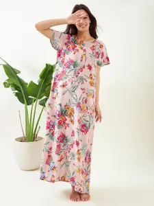 The Kaftan Company Floral Printed Maxi Nightdress