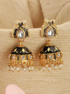 Jazz and Sizzle Gold-Plated Dome Shaped Meenakari Jhumkas