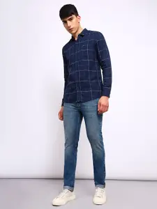 Lee Checked Spread Collar Slim Fit Twill Cotton Casual Shirt