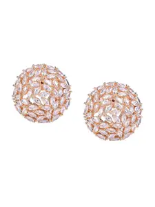 RATNAVALI JEWELS Rose Gold-Plated American Diamond-Studded Oval Studs Earrings