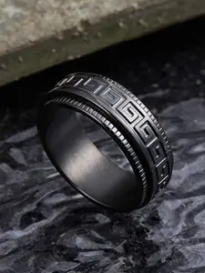 MEENAZ Men Oxidised Silver-plated Stainless Steel Band Ring