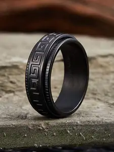MEENAZ Men Silver-Plated Stainless Steel Oxidised Finger Ring