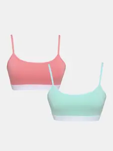 Sillysally Green & Coral Bra Full Coverage