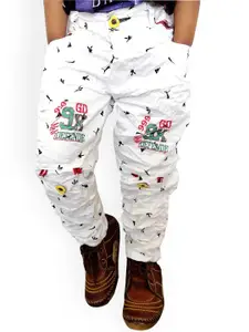 BAESD Boys Typography Printed Slim Fit Cotton Trousers