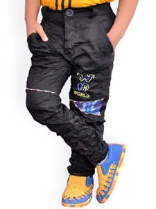 BAESD Boys Slim Fit Typography Embroidered Cotton Regular Trousers